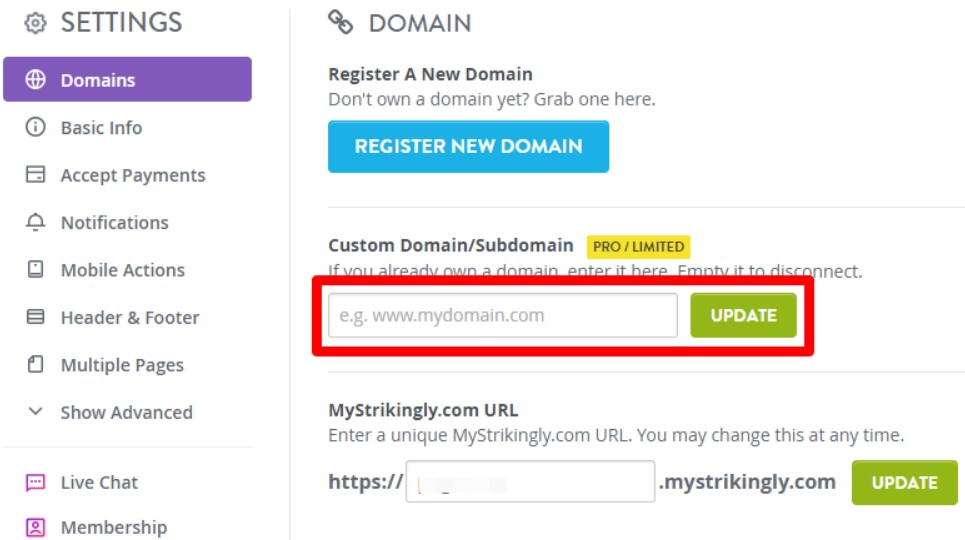 Strikingly connect domain settings Strikingly connect domain settings